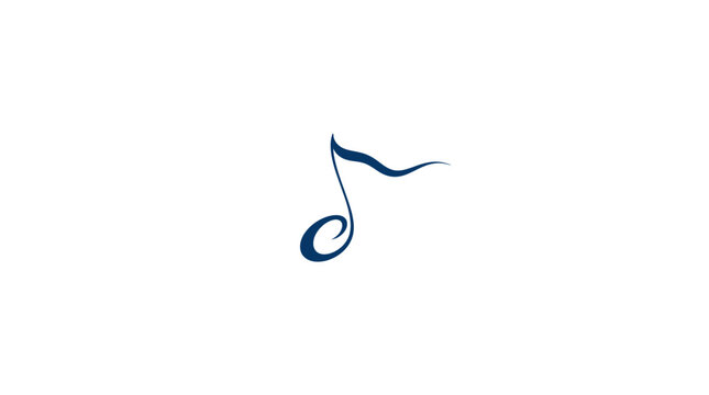 Elegant Dark Blue Eighth Note Music Symbol Icon on White Background