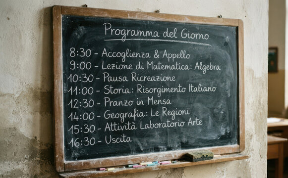 Programma del Giorno lavagna scuola orario lezioni educazione studio