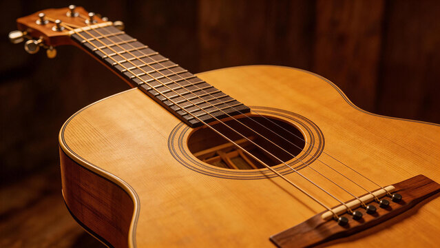 Closeup of an acoustic guitar