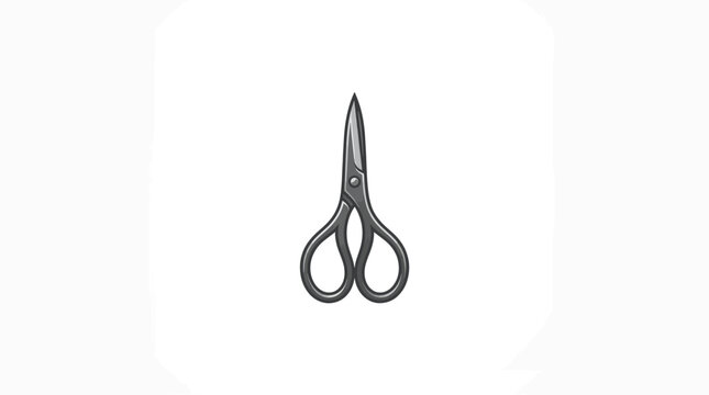Metallic Scissors Icon Isolated on White Background - Vector Style Illustration