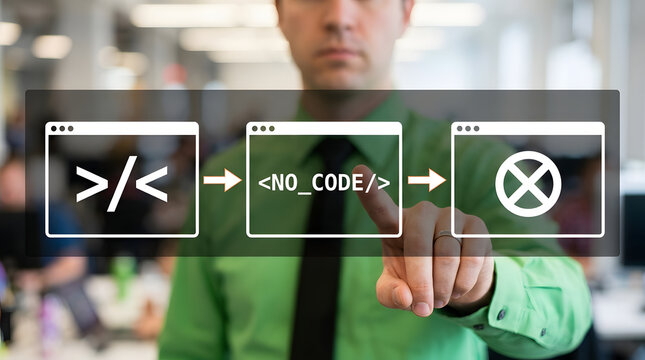 Person rejecting code based development in favor of no code solutions