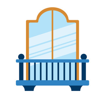 Tall arch Window with Slim Balcony Illustration