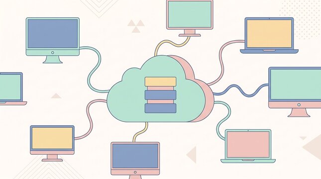 Cloud Network Illustration with Connected Devices