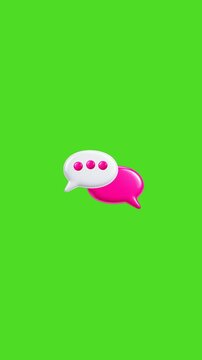 Vertical video of 3D glossy chat bubble icon with typing dots