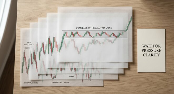 Stacked Financial Trading Charts Showing Compression Resolution Zone