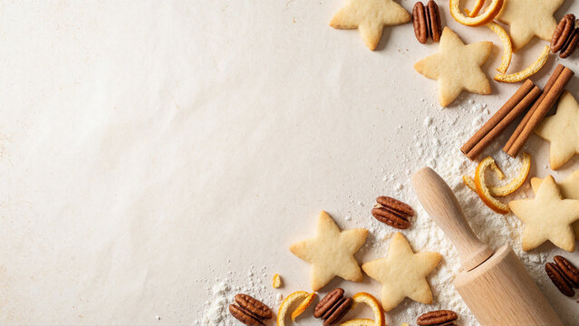 Holiday Baking Ingredient Frame with Copy Space,コピー余白のあるホリデーベーキング素材フレーム