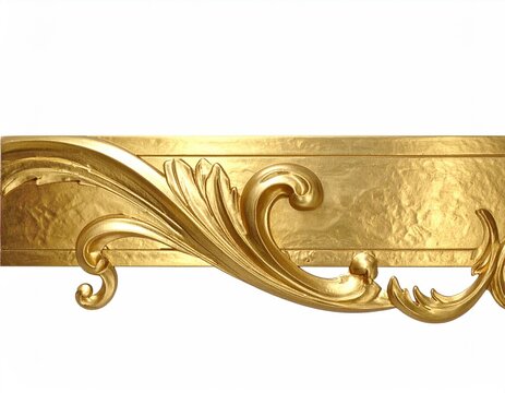 Ornate gold scrolling floral motif with textured background