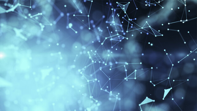 Abstract Connected Network with Glowing Nodes and Lines Technology Background