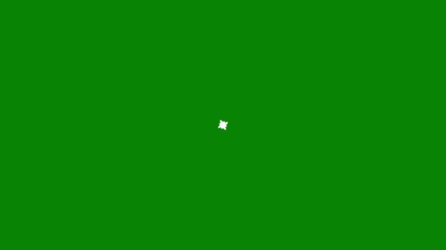 Glowing white flower star motion graphics, sparkling mandala line art twinkle effect on dark green background, pulsing shining light vector doodle overlay loop for, 4k video editing project