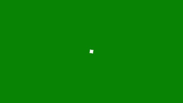 White geometric star shrinking motion effect, glowing mandala flower star line art animation on green screen background, flat vector doodle sparkle shining light overlay in, 4k video loop vfx