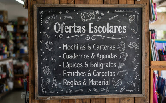 Ofertas Escolares quadro negro com material escolar e lapis para regresso as aulas