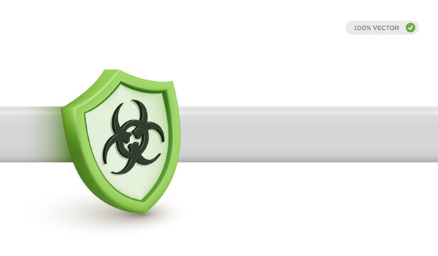 3d biohazard shield symbol warning sign for protection and safety measures