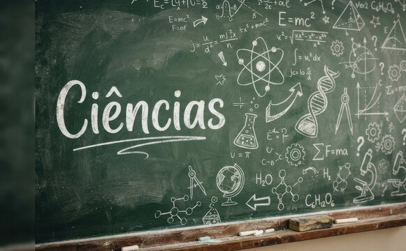 Ciencias no quadro negro com formulas fisicas quimicas e biologicas para educacao e escola