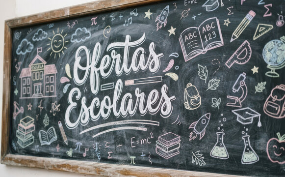 Ofertas escolares quadro negro giz educacao volta as aulas promocao de materiais