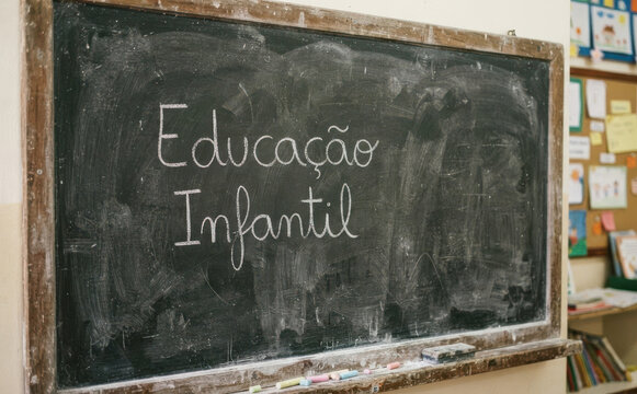 Educacao Infantil escrito na lousa escolar conceito de ensino fundamental e apredizado na escola