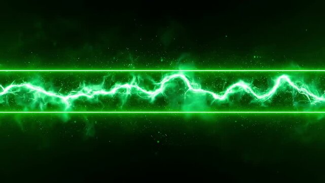 Green Electric Plasma Lightning Beam Loop Background Video 
