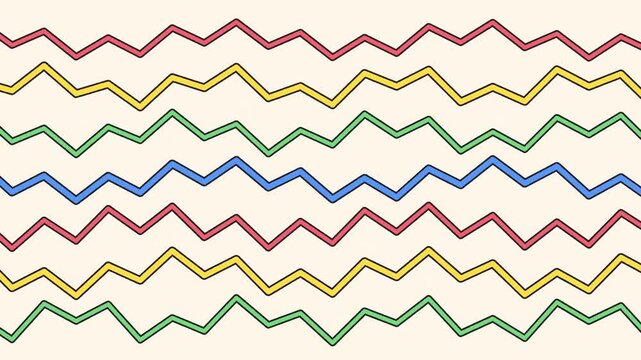 Retro squiggle zigzag bands bouncing in traveling waves