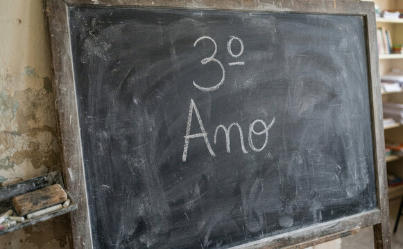 3 ano escrito no quadro negro giz educacao escola ensino fundamental crianca aprendizagem