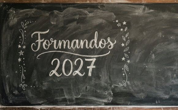 Formandos 2027 escrito em giz na lousa escolar para formatura e educacao