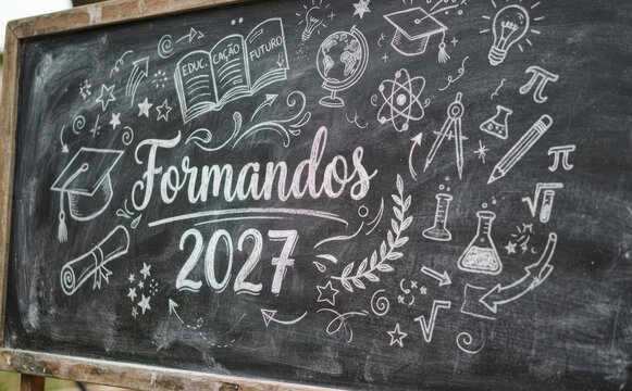 Formandos 2027 quadro negro escolar de formatura para ilustrar projetos de educacao