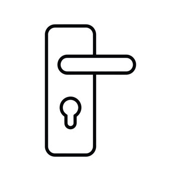 Simple line icon of a door handle with a keyhole, vector illustration of a door lock mechanism for security and home improvement concepts