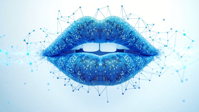 Digital Lips Network with Copy Space for Text Overlay