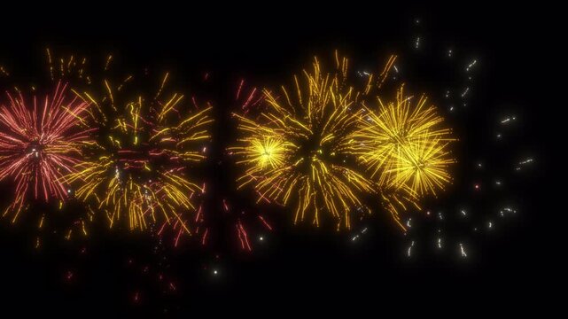 Dazzling Multicolored Firework Bursts On Transparent Background