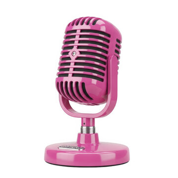 Pink vintage microphone on stand