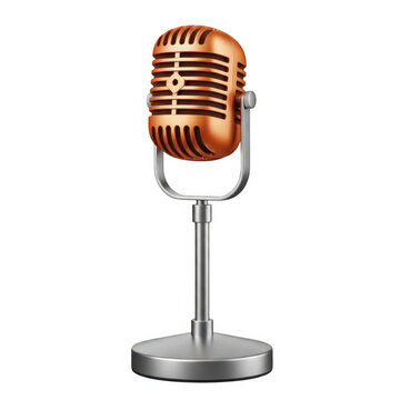 Vintage microphone on a stand ready to broadcast