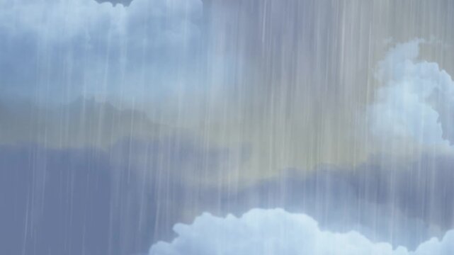 Heavy rain falling down from dark stormy clouds filling the atmosphere with gloomy weather patterns with moody atmosphere soft falling dense storm
