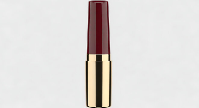 Close-up of a single red lipstick with gold tip