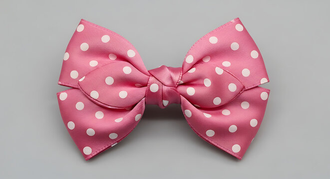 Pink polka dot bow accessory on white