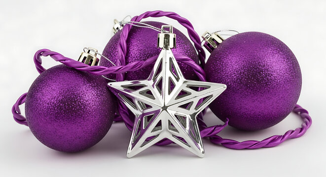 Purple velvet star-shaped christmas decoration