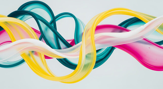 Colorful twisted ribbons in vibrant colors