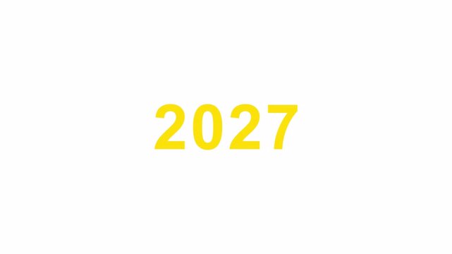 2026 to 2027 New Year transition animation on transparent background.2026 to 2027 happy new year animation. Year change animation 2026 to 2027 in 4K