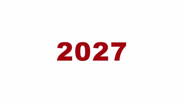 2026 to 2027 New Year transition animation on transparent background.2026 to 2027 happy new year animation. Year change animation 2026 to 2027 in 4K