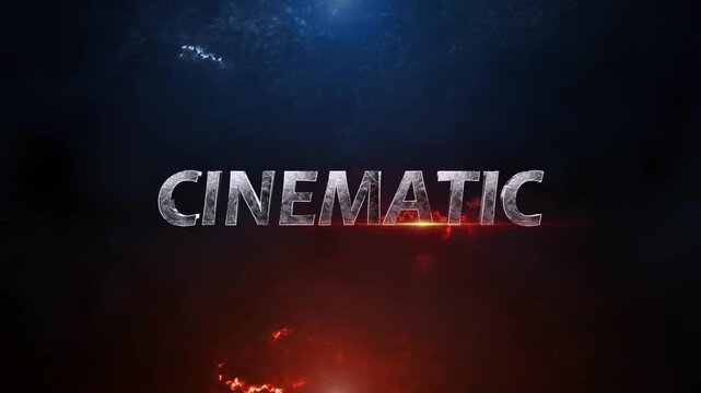 Cinematic text title features a bold metallic font on a dark background.