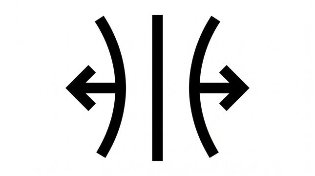 Minimalist expansion symbol featuring opposing arrows outward from central vertical line graphic design