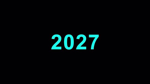 2026 to 2027 New Year transition animation on transparent background.2026 to 2027 happy new year animation. Year change animation 2026 to 2027 in 4K