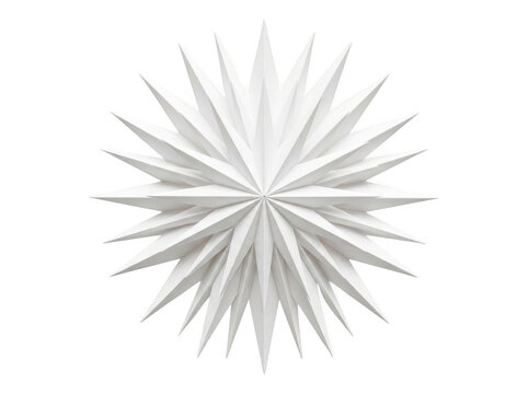 Paper star decoration stands isolated on a plain white background.