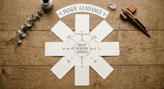 Inner Guidance Affirmation Cards Arranged with Compass and Directions