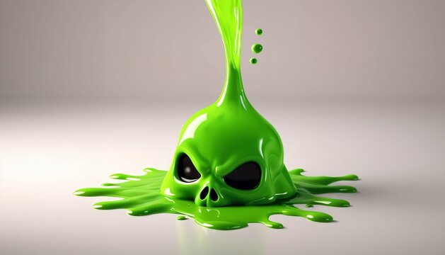 Toxic skull emerging from contaminated green sludge