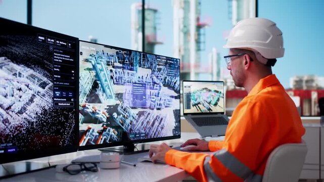 Industrial Engineer Closely Monitors Real-time Data