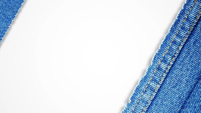 Abstract background Blue denim fabric showing detailed woven texture, Seams and contrasting stitching for textile and fashion backgrounds