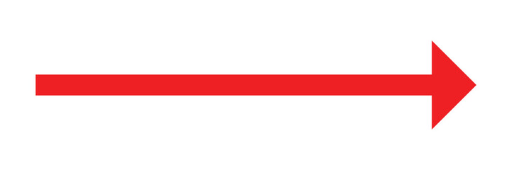 Obraz premium Bold red color hand made long arrow. Elegant sharp long arrow vector based on white background.