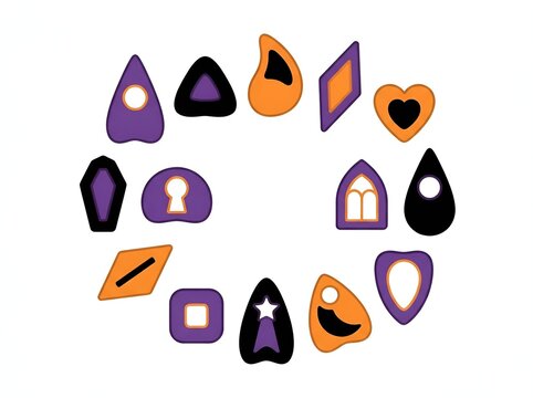 Spooky Halloween Amulet and Planchette Vector Set