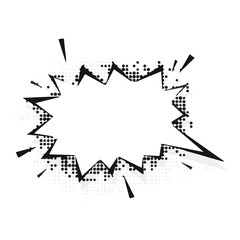 Comic explosion burst shape with halftone dots © Vani