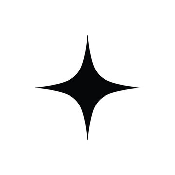 Black four pointed sparkle star icon isolated on white background