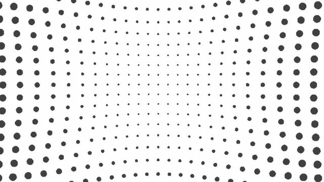 Abstract geometric pattern with perspective grid of dark dots on white background