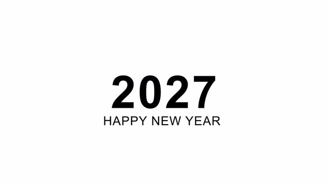 Happy new year 2026 to 2027 animation on transparent background. New year countdown with happy new year text animation .2026 to 2027 happy new year text animation in 4K with Alpha Channel